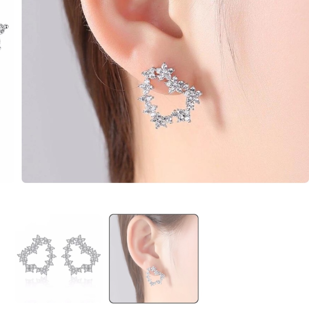 Crystal Flowers in a Heart Shape Earrings
